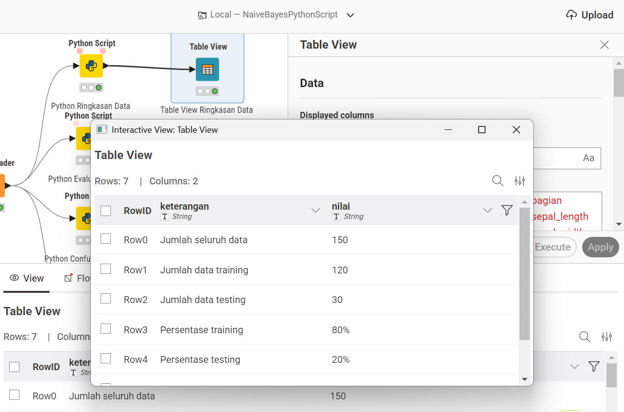Output Table View Ringkasan Data